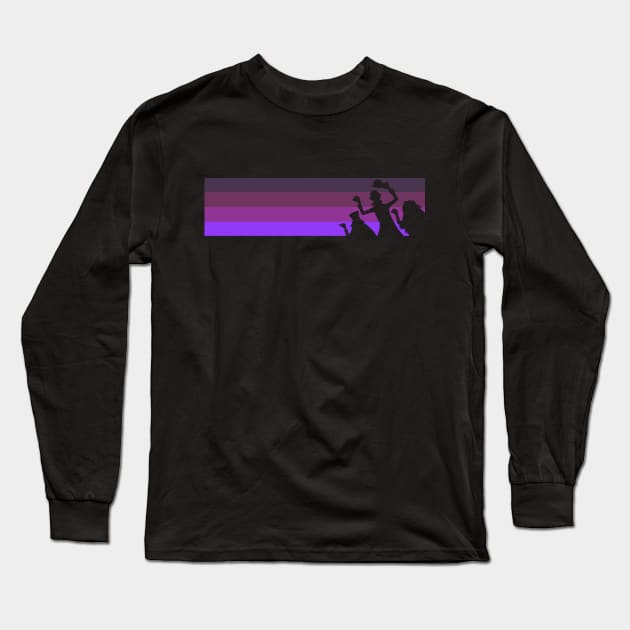 Retro Purple Stripes Hitchhiking Ghosts Long Sleeve T-Shirt by ThisIsFloriduhMan